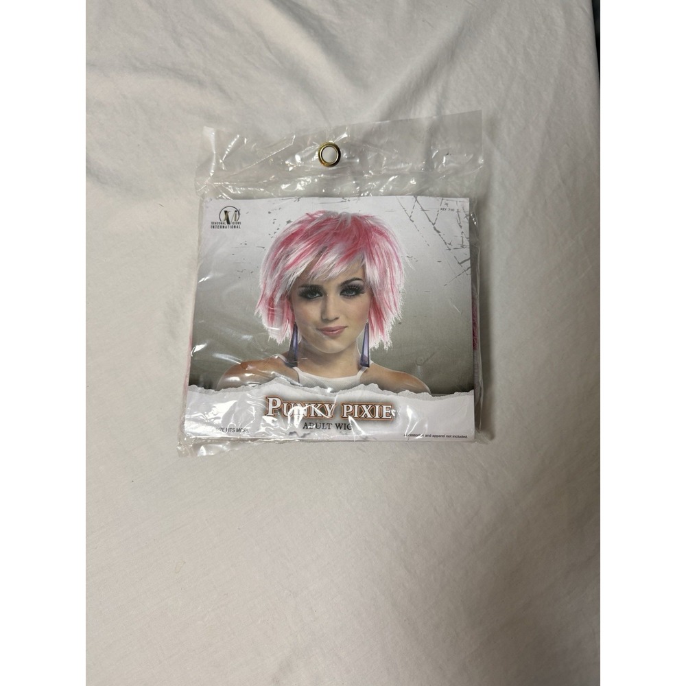 Punky Pixie Adult Wig White Pink New Seasonal Visions Synthetic Anime Cosplay